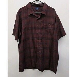 George Shirt Mens 2XL button down short sleeve plaid classic fit (C43)